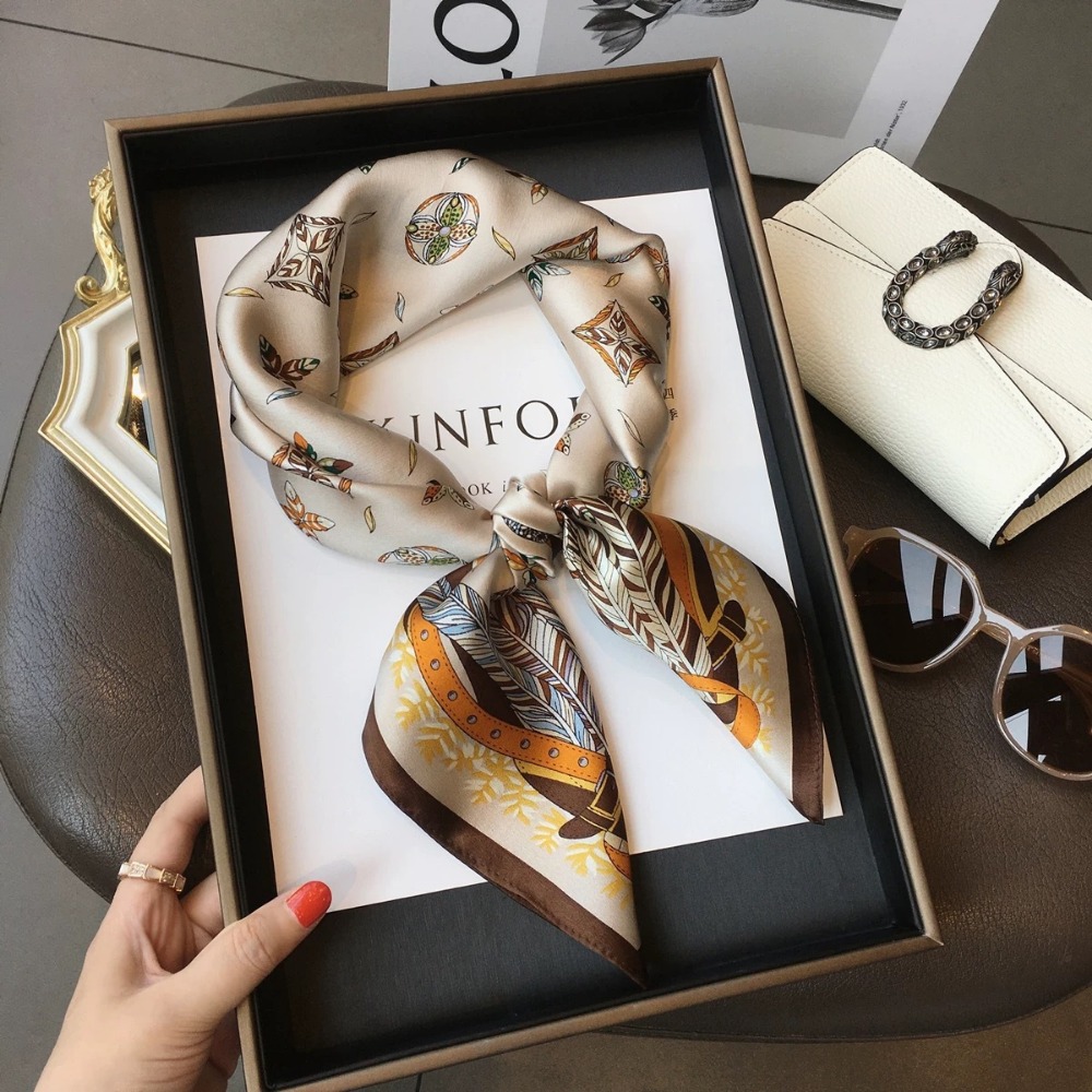 Silk Neck Scarf - Fashion Satin Square Scarf for Women