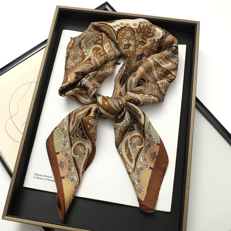 Bohemian Style Print Luxury Br - Silk Neck Scarf ulasan dan harga