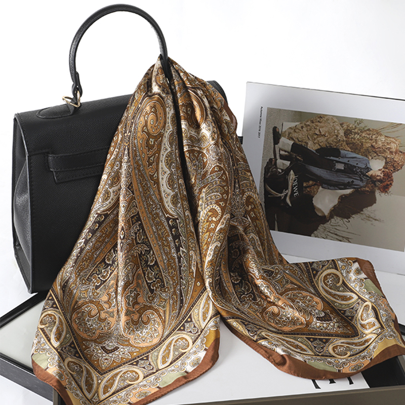 Bohemian Style Print Luxury Br - Silk Neck Scarf ulasan dan harga