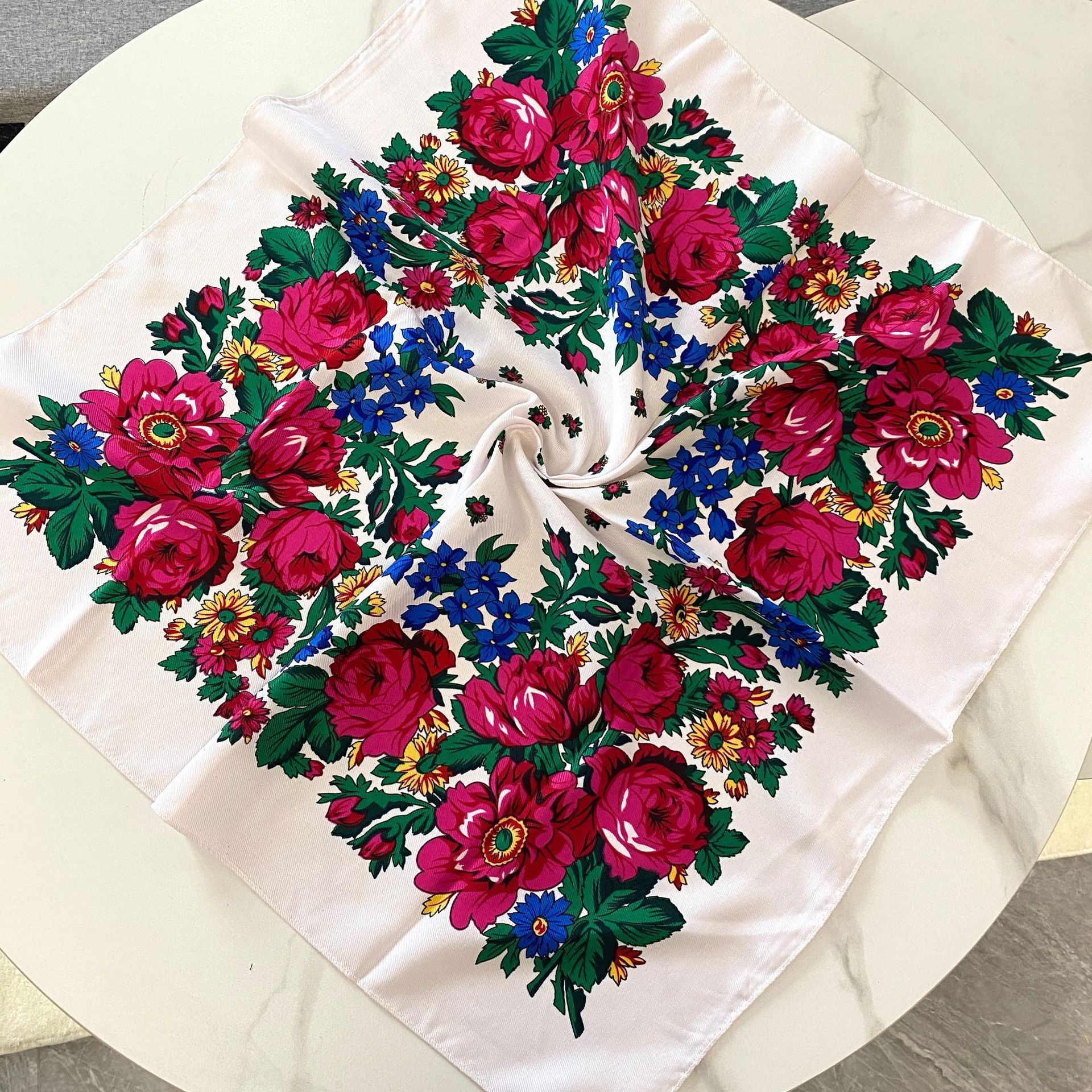70*70cm Russian Floral Square  - Bandana Cotton ulasan dan harga