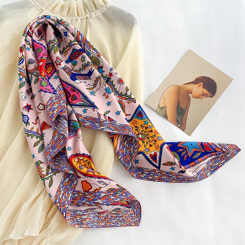 2024 90*90cm Square Scarf Twil - Bandana Cotton ulasan dan harga