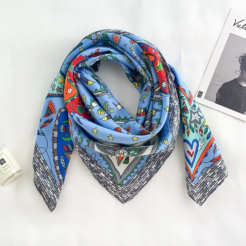 2024 90*90cm Square Scarf Twil - Bandana Cotton ulasan dan harga