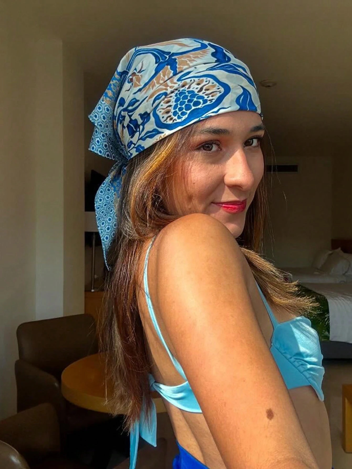 Luxury Brand Bohemia Print Squ - Silk Neck Scarf ulasan dan harga