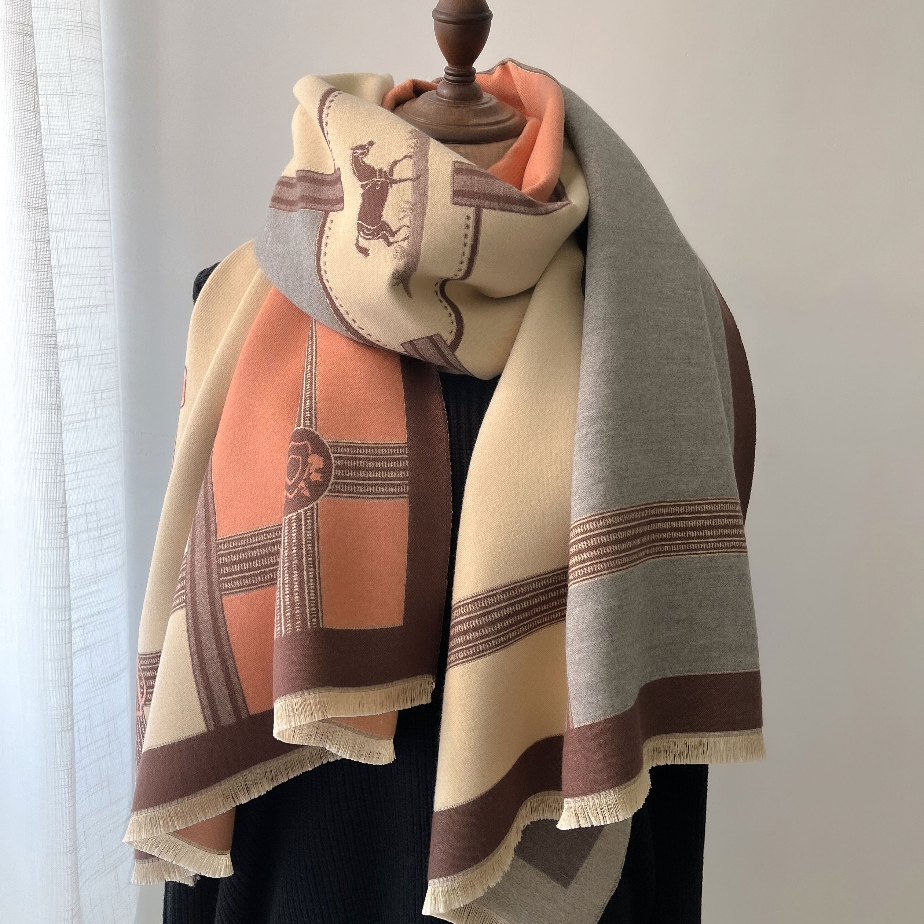 Winter Cashmere Scarf Women Lu - Woven Scarf Blanket ulasan dan harga