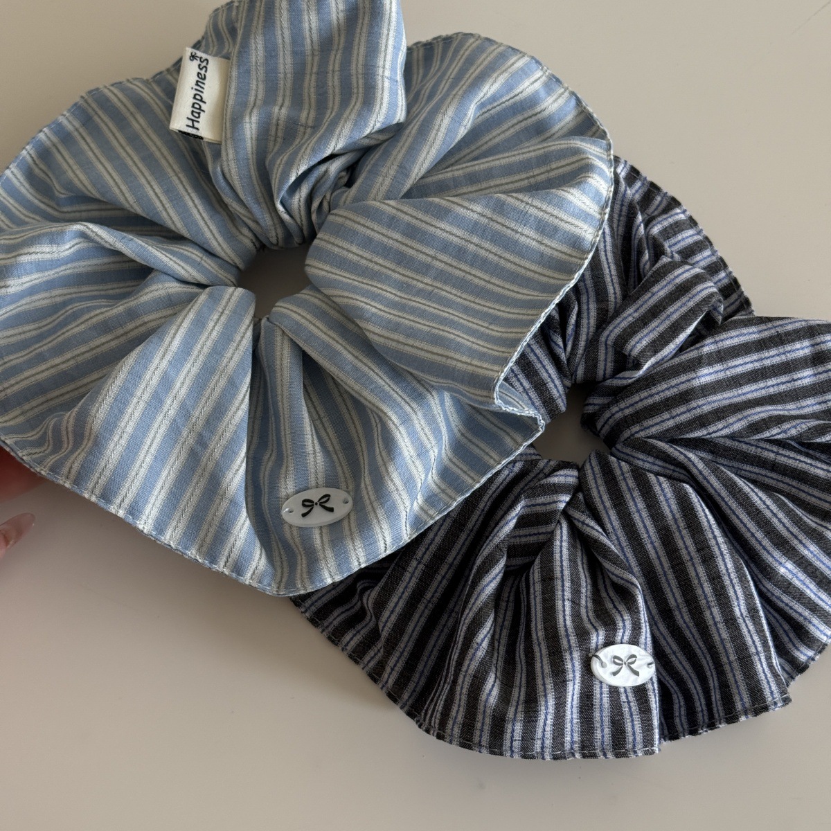 Blue Solid Color Silk Hair Ban - Silk Tie Striped ulasan dan harga