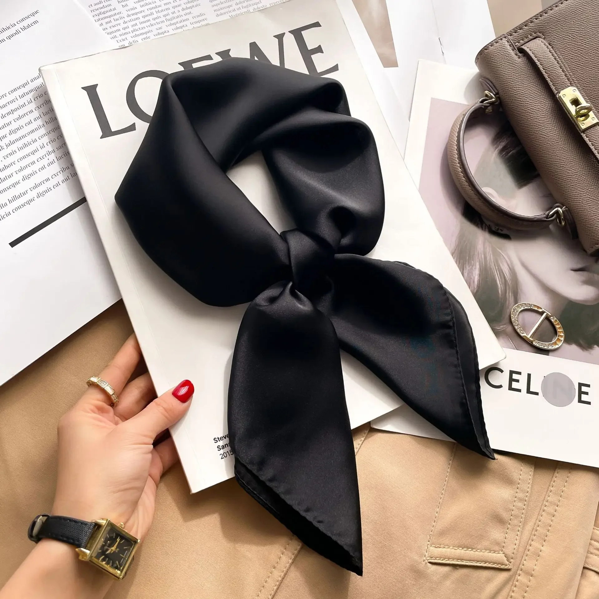 70cm Solid Colors Neckerchief  - Silk Neck Scarf ulasan dan harga