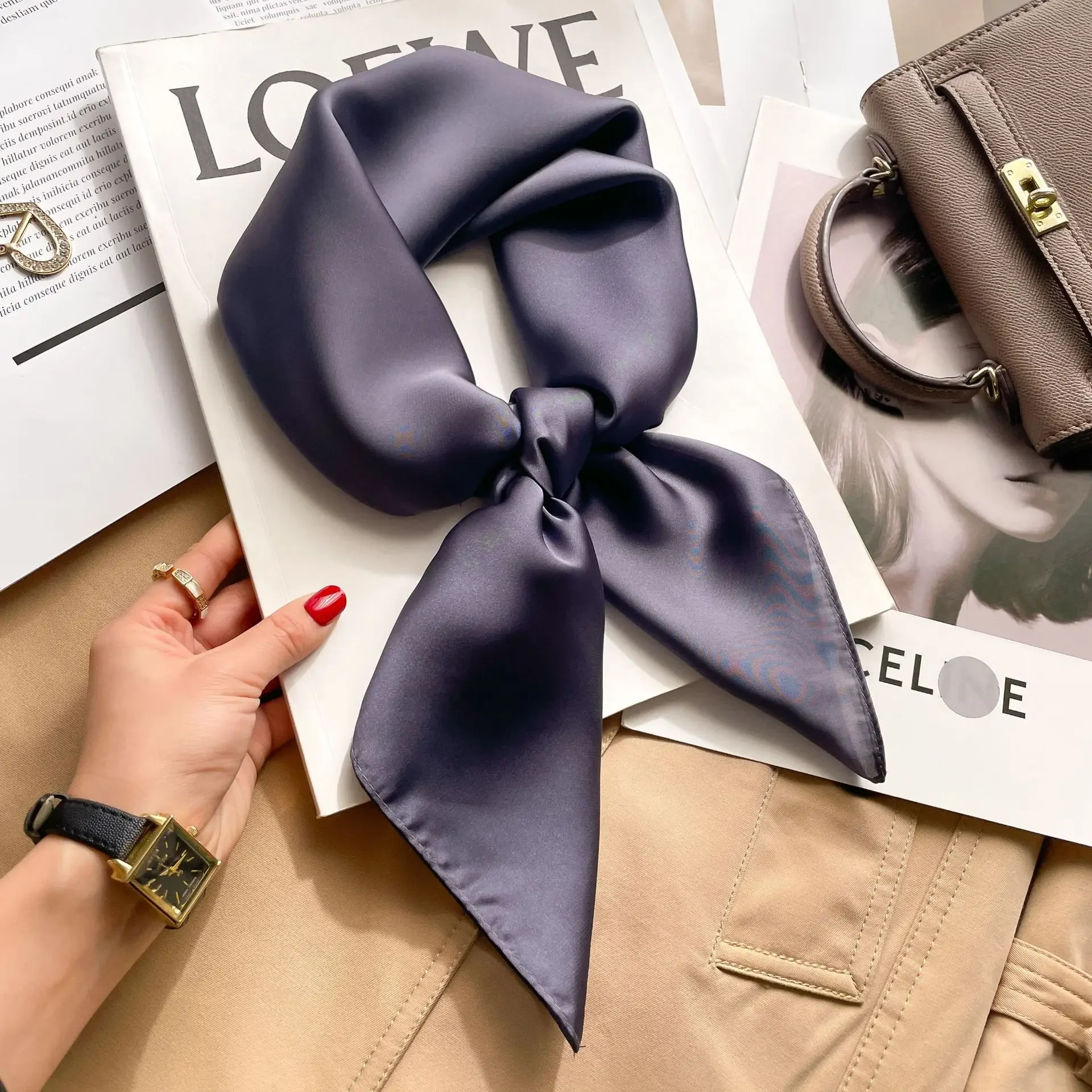 70cm Solid Colors Neckerchief  - Silk Neck Scarf ulasan dan harga