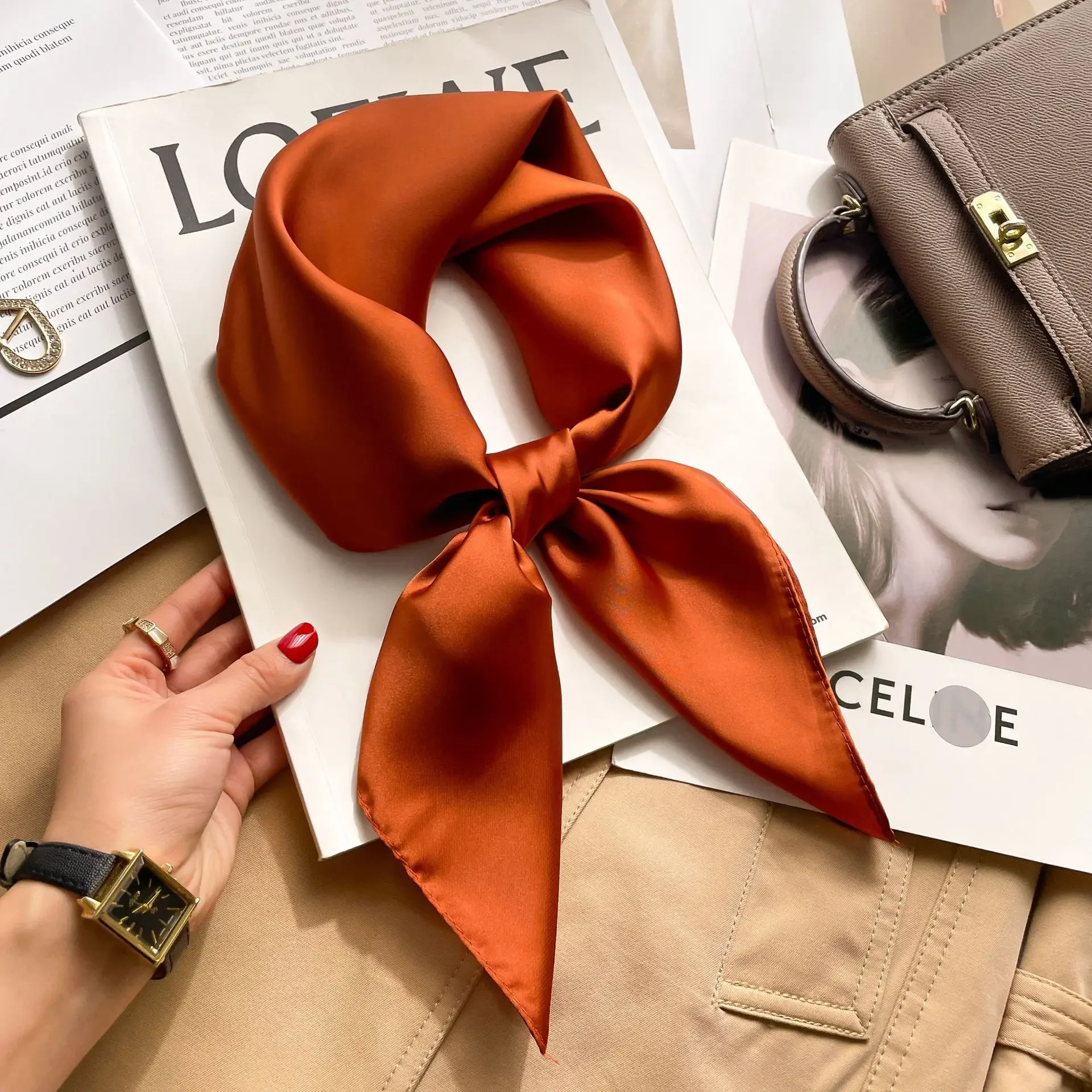 70cm Solid Colors Neckerchief  - Silk Neck Scarf ulasan dan harga