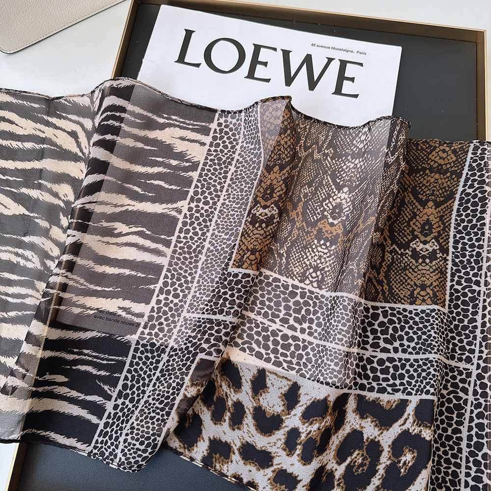 Leopard Small Long Silk Scarf  - Silk Tie Striped ulasan dan harga