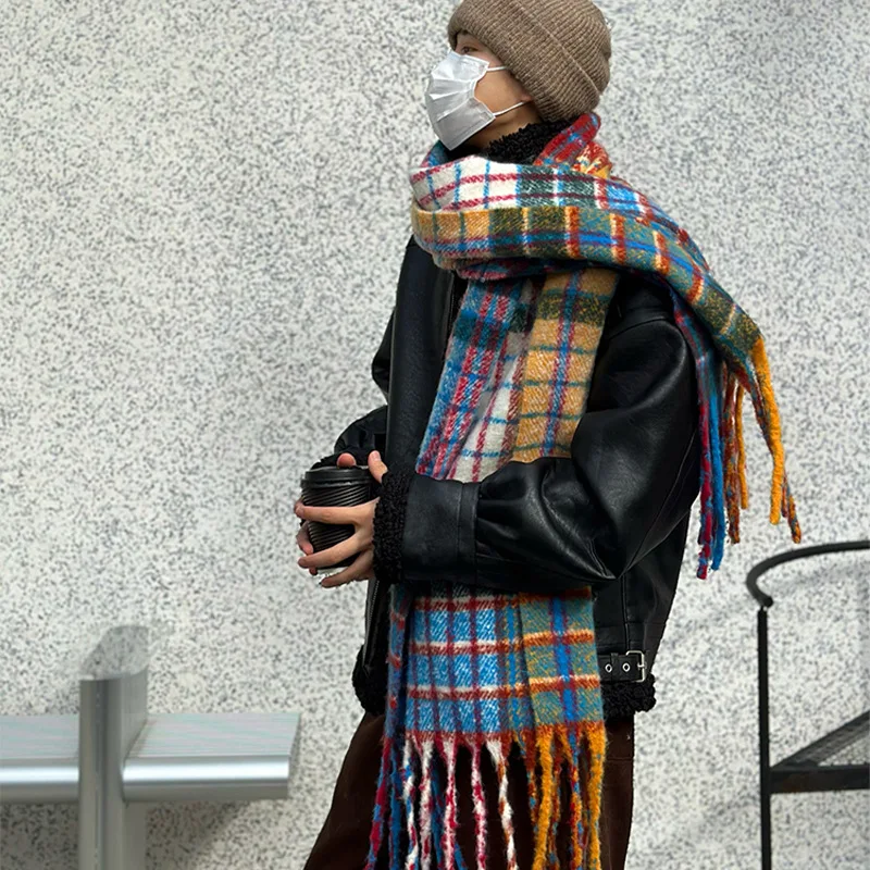 Vintage Colorful Plaid Cashmer - Muffler Men Wool ulasan dan harga
