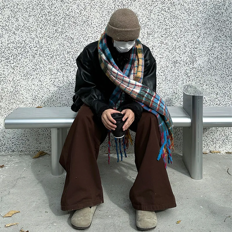 Vintage Colorful Plaid Cashmer - Muffler Men Wool ulasan dan harga
