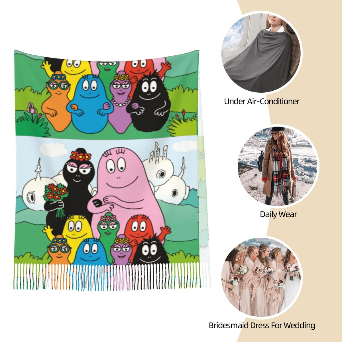 Les Barbapapa Family Shawls Wr - Pashmina Wrap Large ulasan dan harga