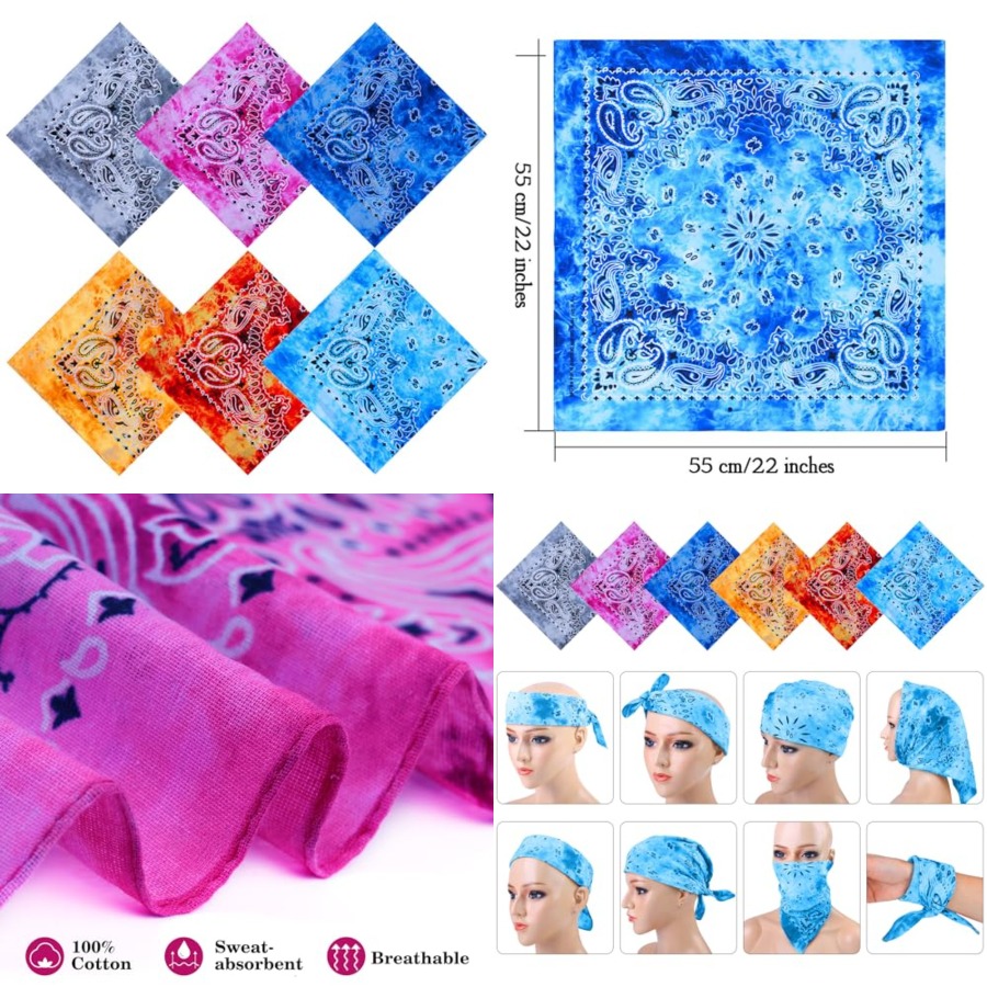 URATOT 6 Pack Tie Dye Bandana  - Handkerchief Cotton Men ulasan dan harga
