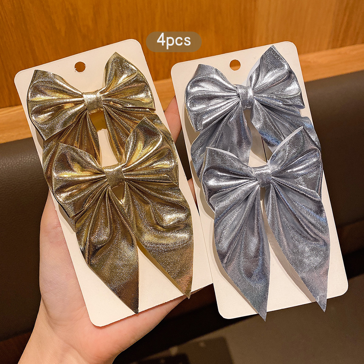 4 fashionable bow hair clips i - Tie Clip Silver ulasan dan harga