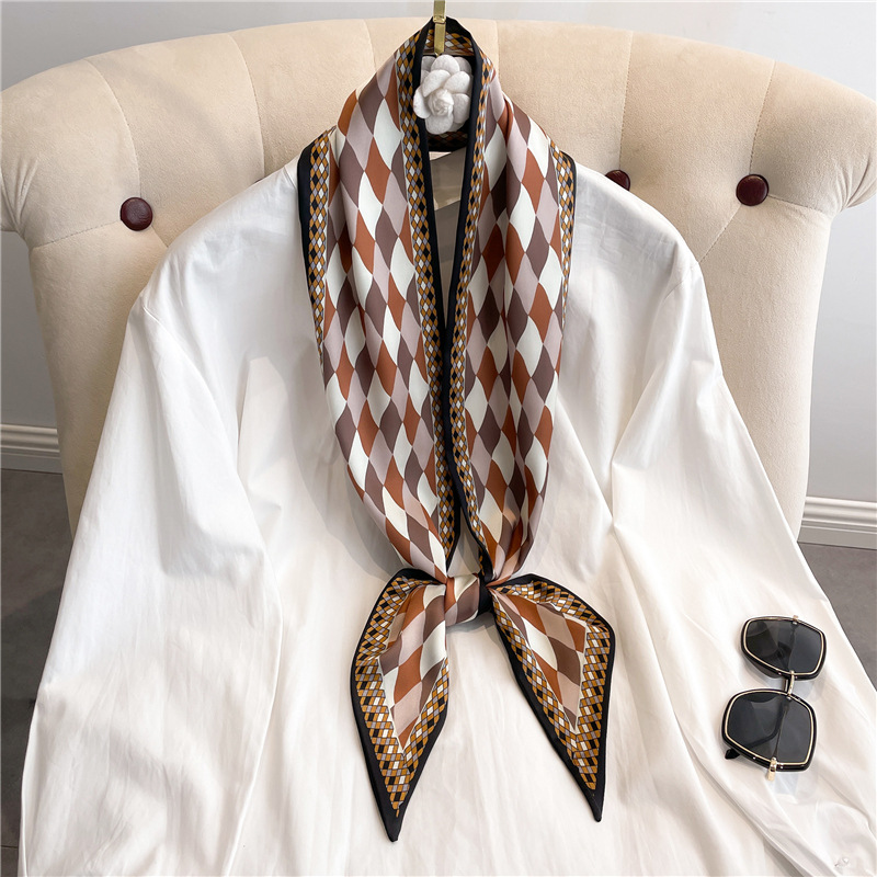 Fashion Print Long Silk Scarf  - Ascot Neck Scarf ulasan dan harga