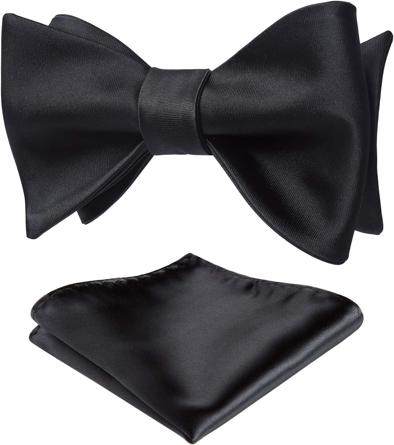 Solid Color Self Tie Bow Tie & - Pocket Square Set ulasan dan harga