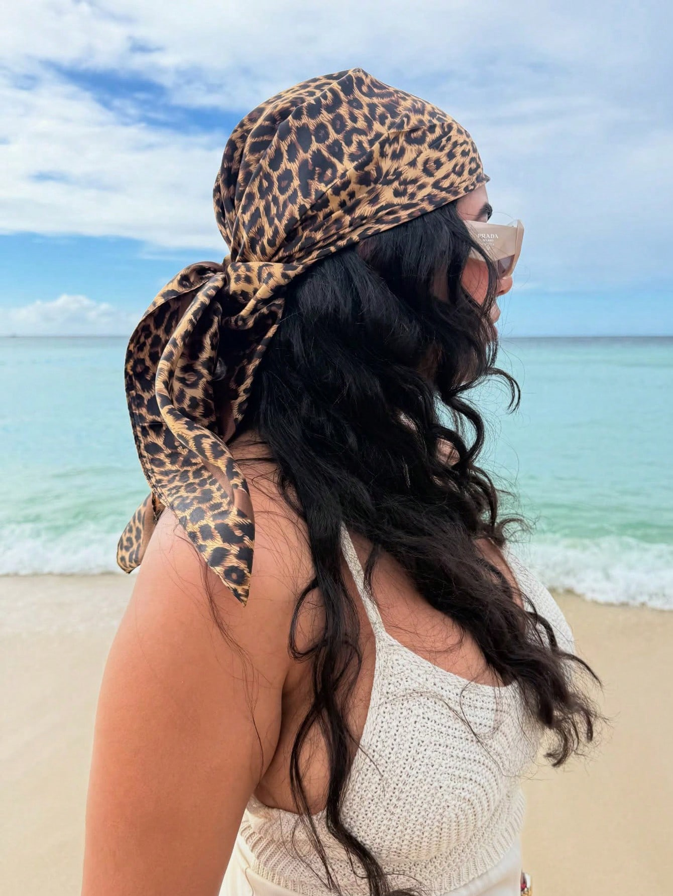90cm Leopard Print Neckerchief - Silk Neck Scarf ulasan dan harga