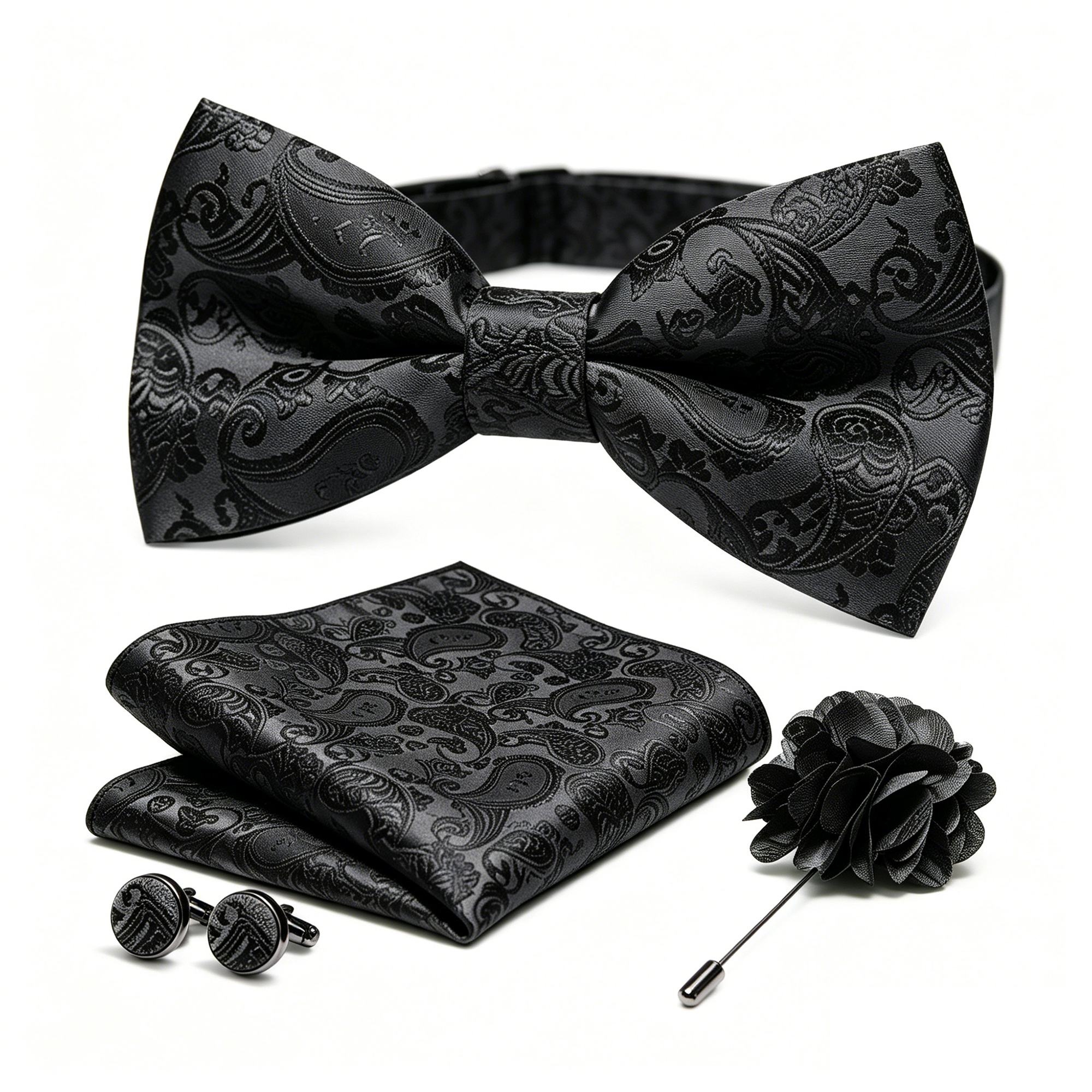 36pcs Black Silk Jacquard Pais - Bow Tie Pre Tied ulasan dan harga