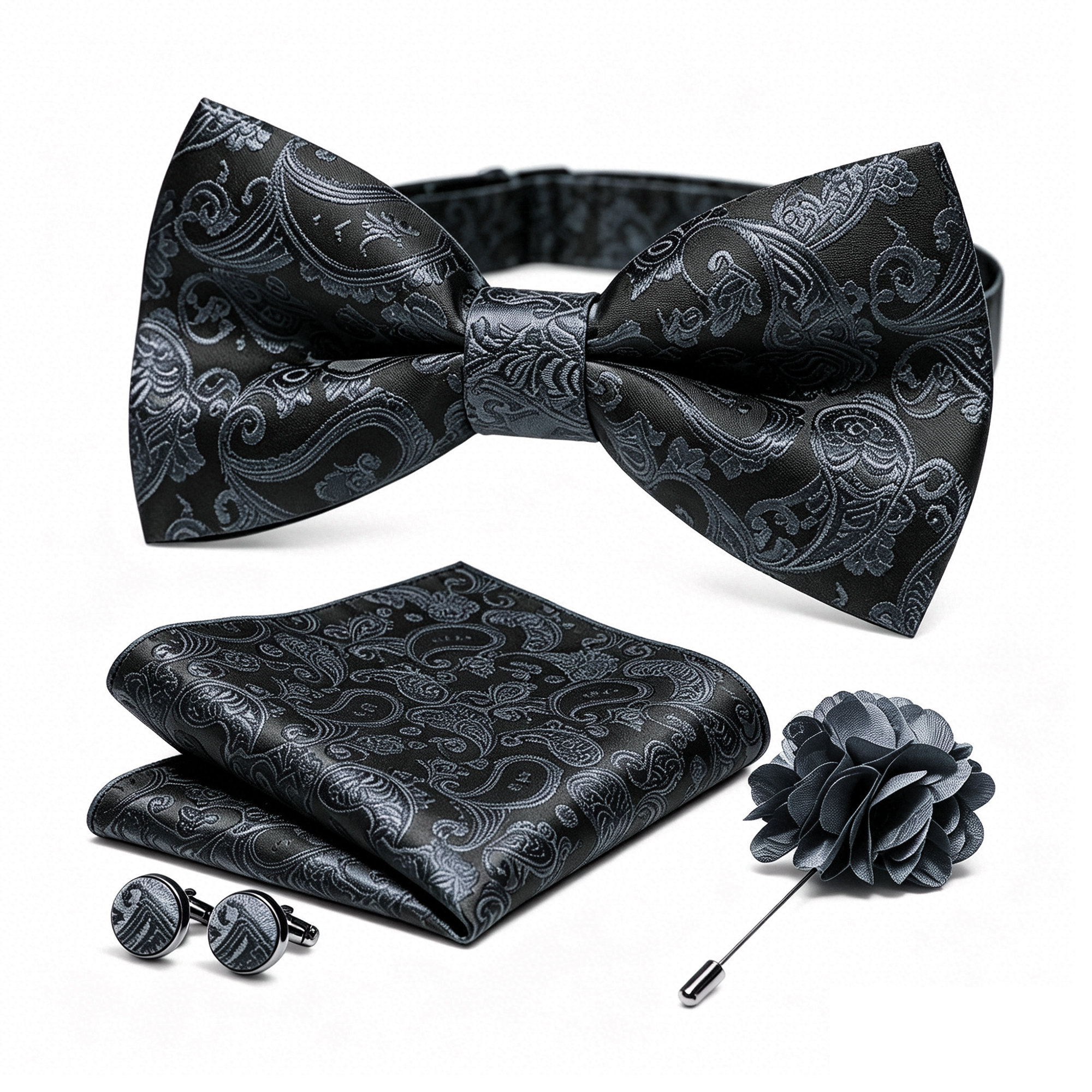 36pcs Black Silk Jacquard Pais - Bow Tie Pre Tied ulasan dan harga
