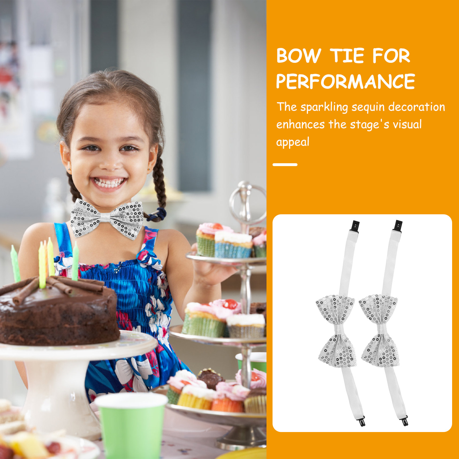 5Pcs Sequin Bow Ties for Kids  - Bow Tie Pre Tied ulasan dan harga