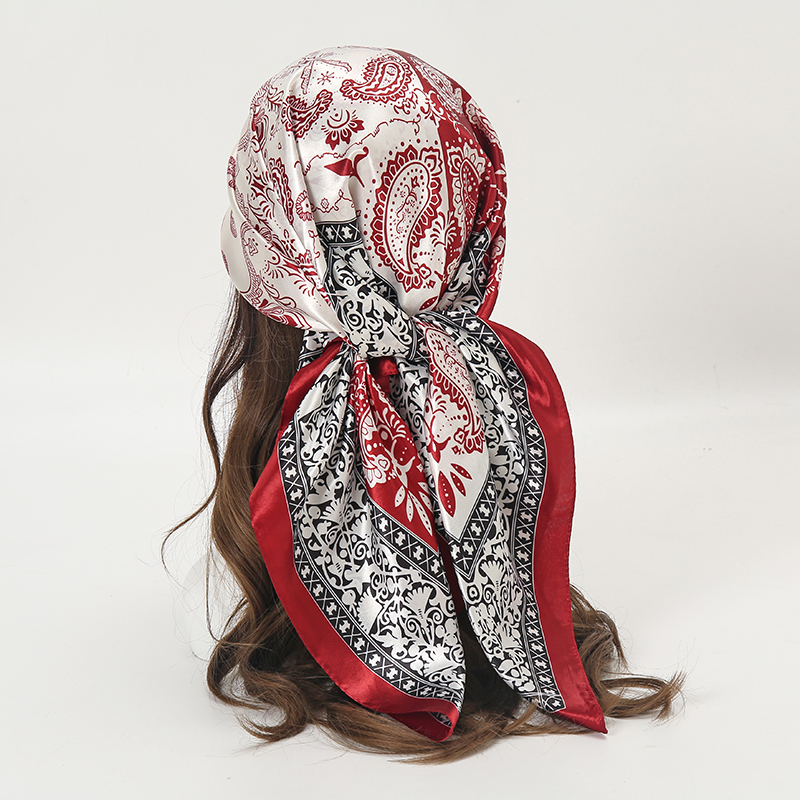 Satin Square Scarf Women Musli - Silk Neck Scarf ulasan dan harga