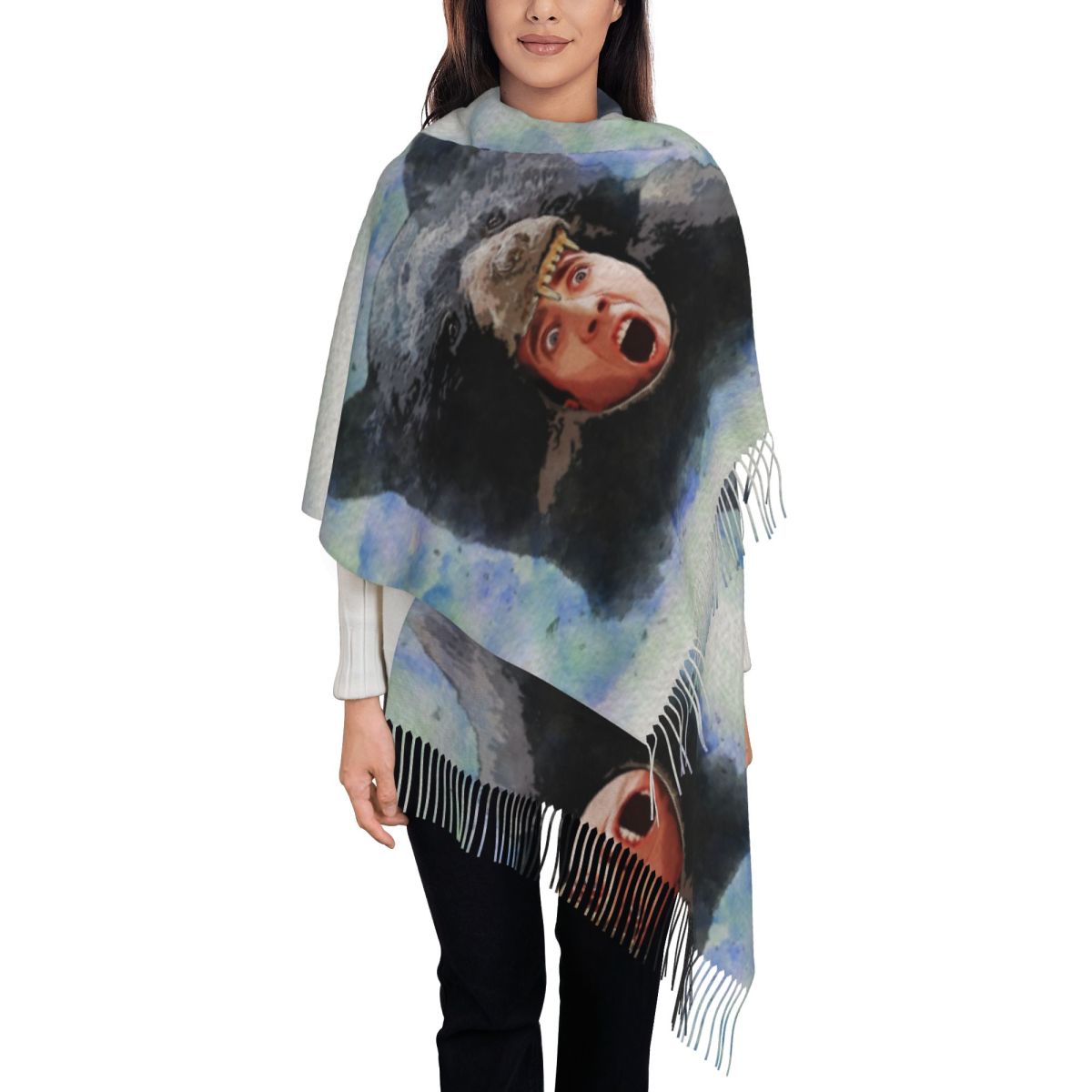 Cage Bear Watercolor Scarf for - Pashmina Wrap Large ulasan dan harga