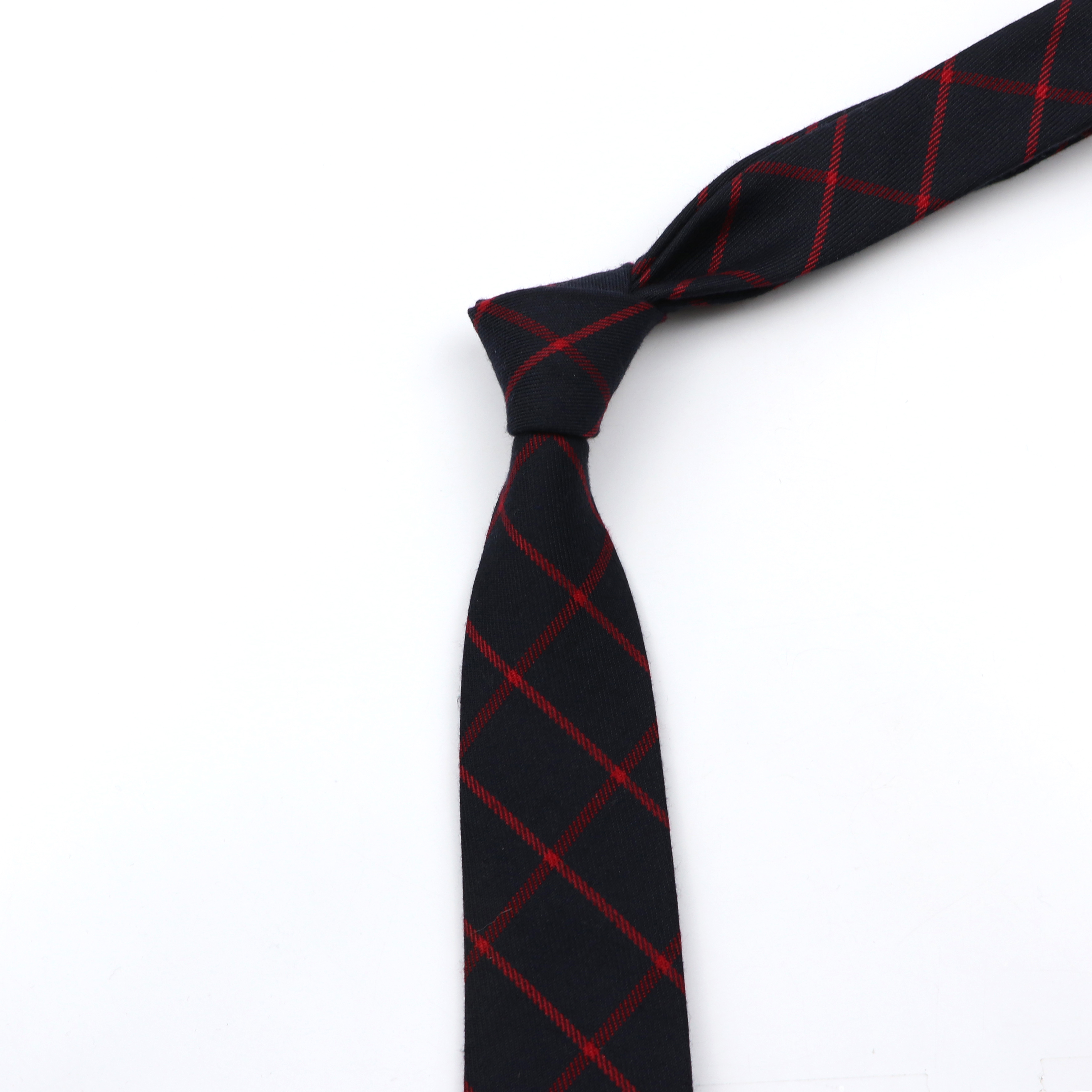 Classic Black Grey Plaid Cotto - Skinny Tie Men ulasan dan harga