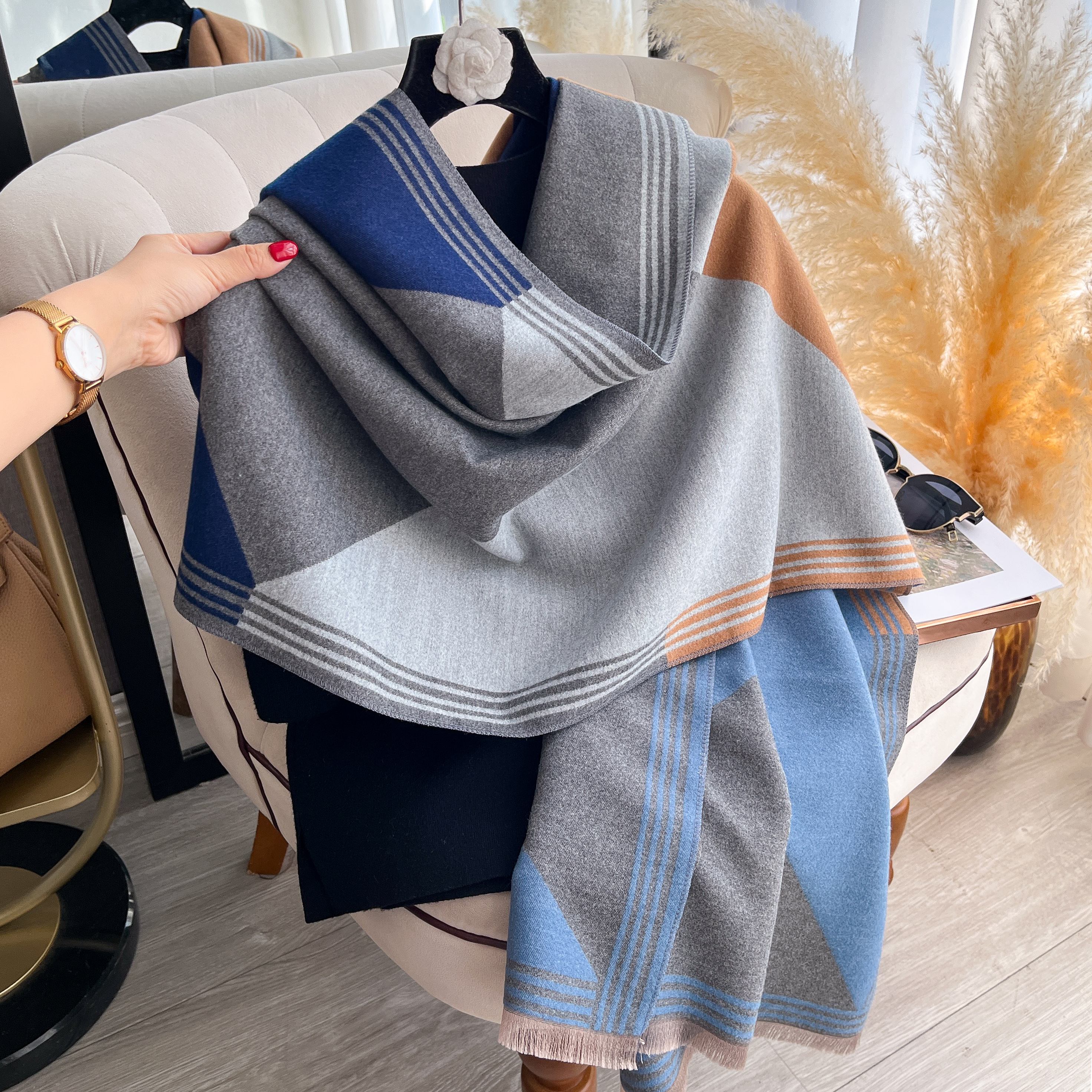 2025 Luxury Winter Cashmere Sc - Woven Scarf Blanket ulasan dan harga