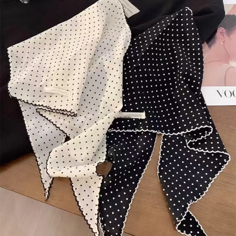 Black White Polka Dot Scarf fo - Ascot Neck Scarf ulasan dan harga