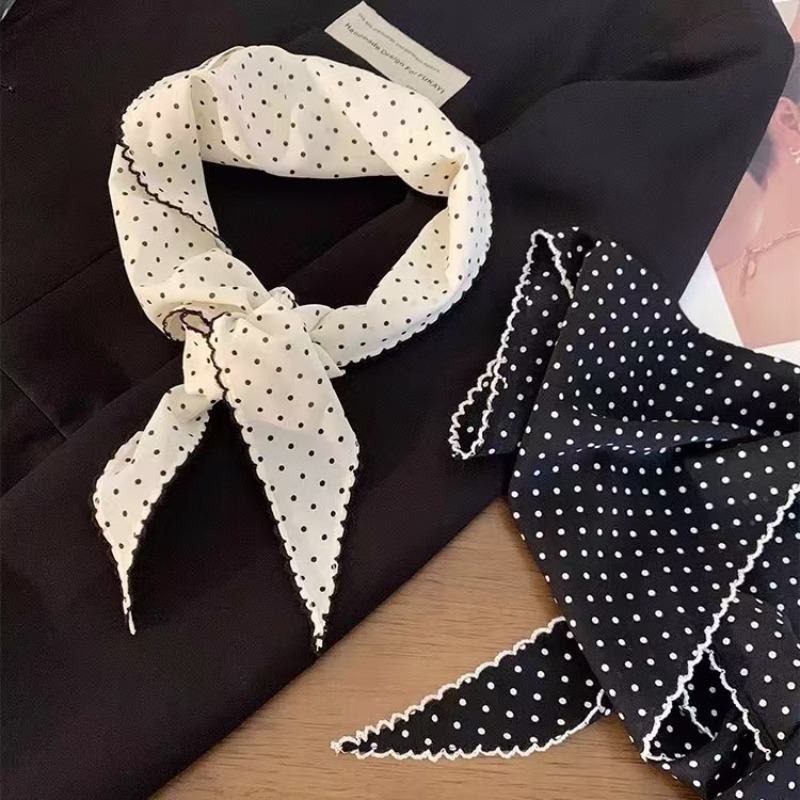 Black White Polka Dot Scarf fo - Ascot Neck Scarf ulasan dan harga