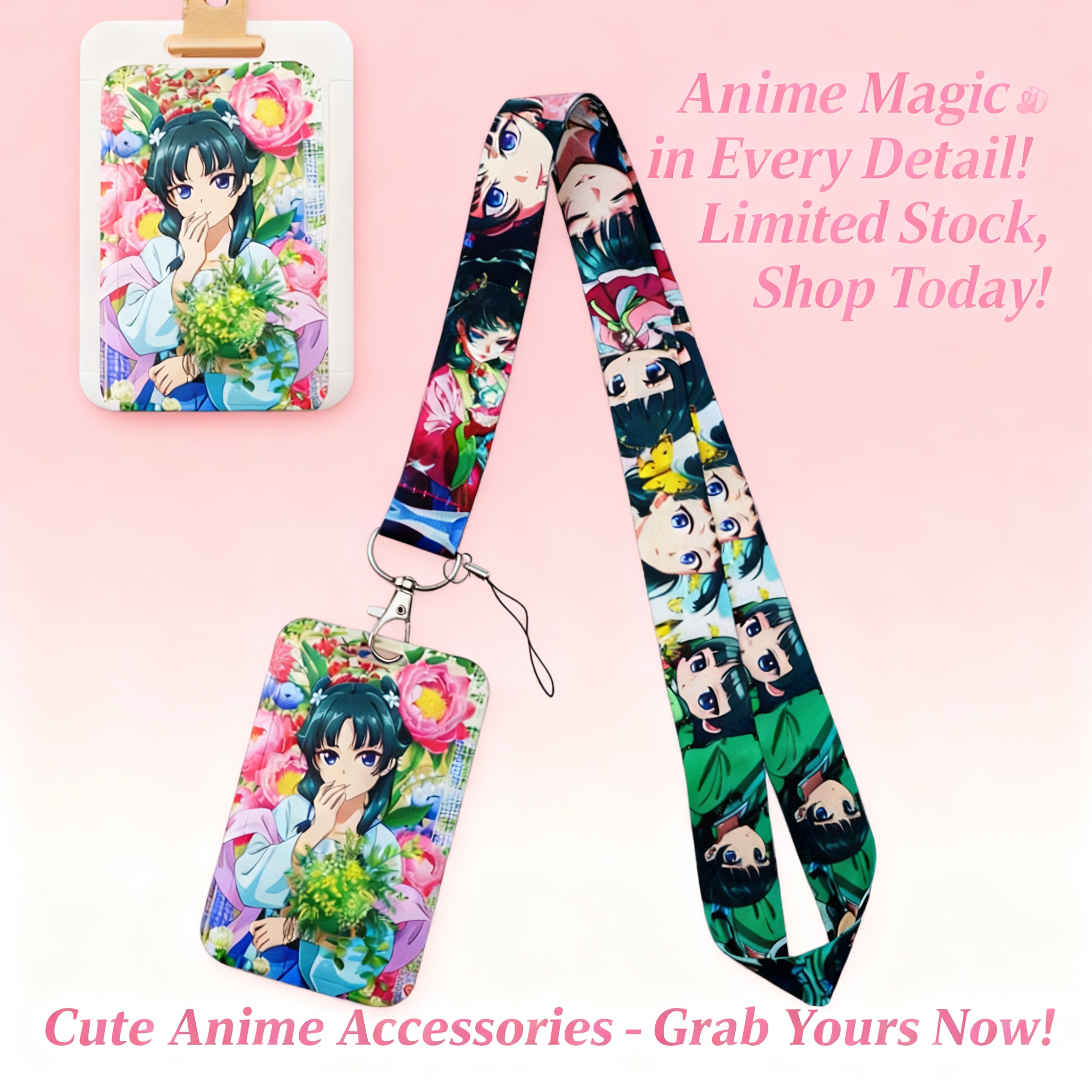 Cute Anime Girl Lanyard Neck S - Lanyard Badge Holder ulasan dan harga