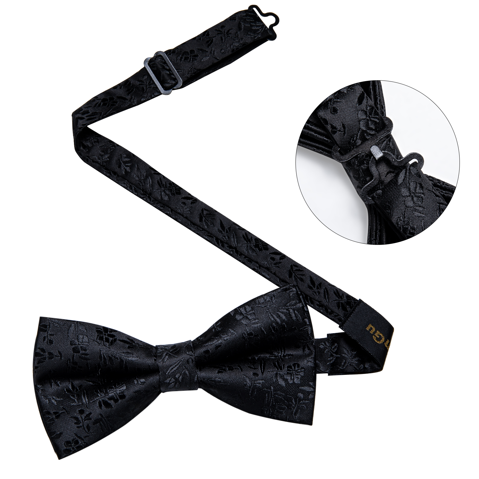 4Pcs Black Solid Floral Men's  - Bow Tie Pre Tied ulasan dan harga