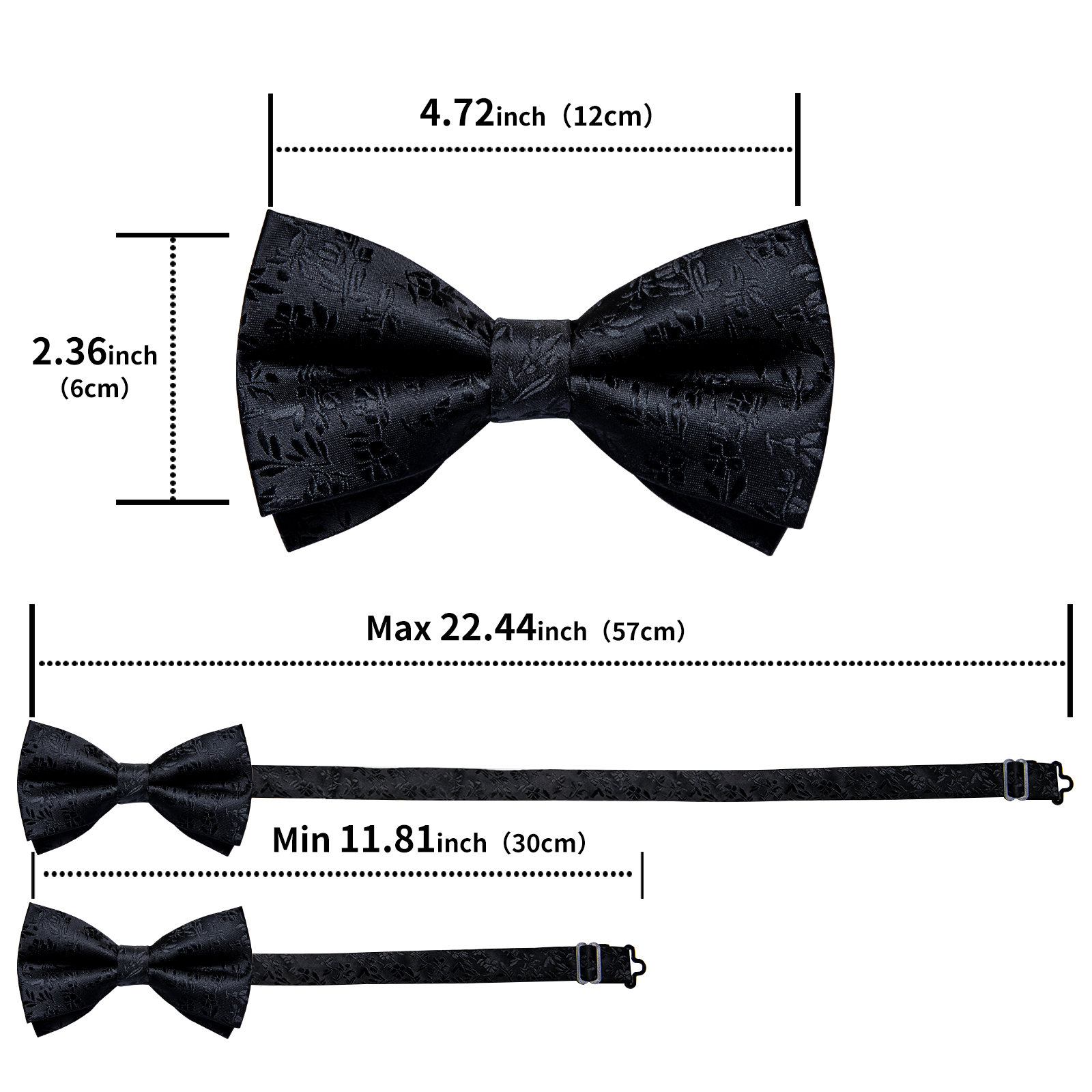 4Pcs Black Solid Floral Men's  - Bow Tie Pre Tied ulasan dan harga
