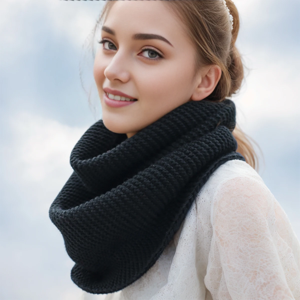 New Winter Scarf Women Infinit - Infinity Scarf Knit ulasan dan harga