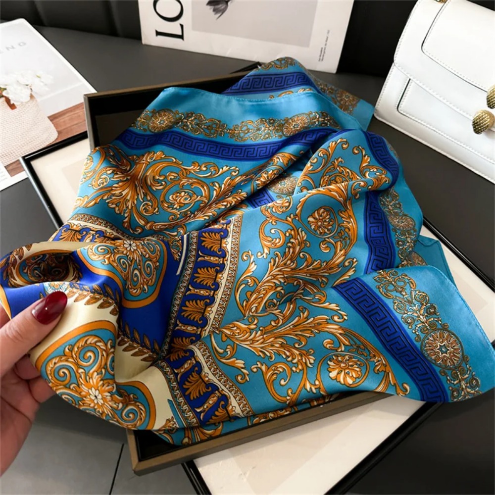 Women 70x70cm Printed Silk Pas - Ascot Neck Scarf ulasan dan harga