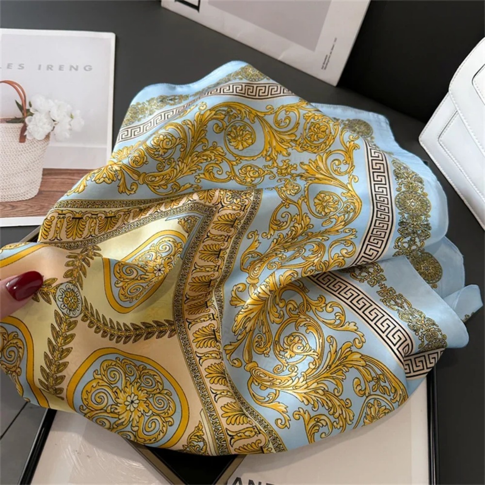 Women 70x70cm Printed Silk Pas - Ascot Neck Scarf ulasan dan harga