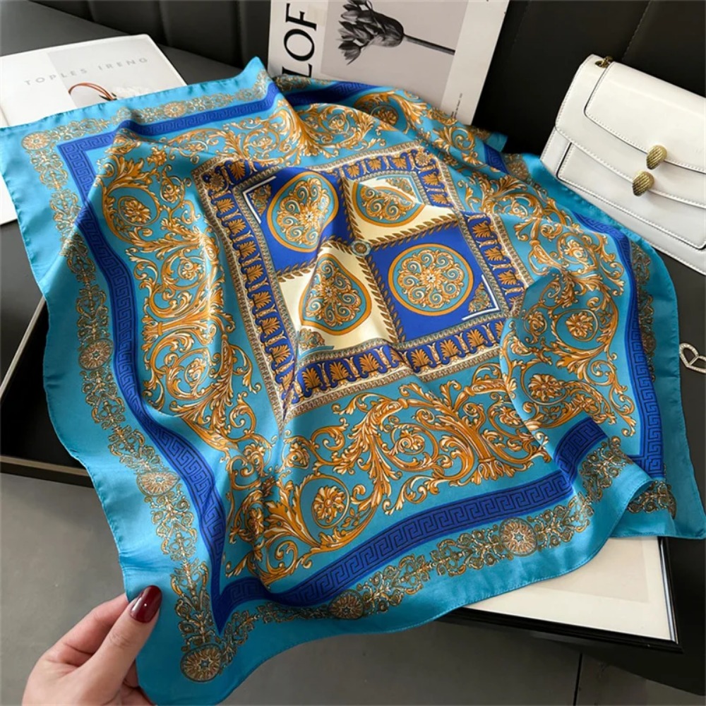 Women 70x70cm Printed Silk Pas - Ascot Neck Scarf ulasan dan harga