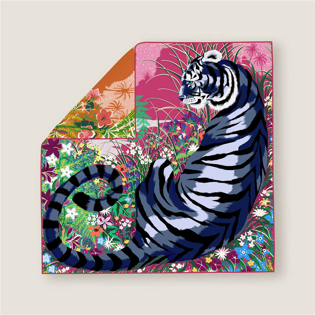70CM Curled Edge Twill Silk Sq - Scarf Silk Square ulasan dan harga