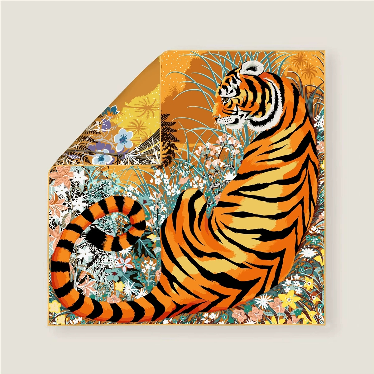 70CM Curled Edge Twill Silk Sq - Scarf Silk Square ulasan dan harga