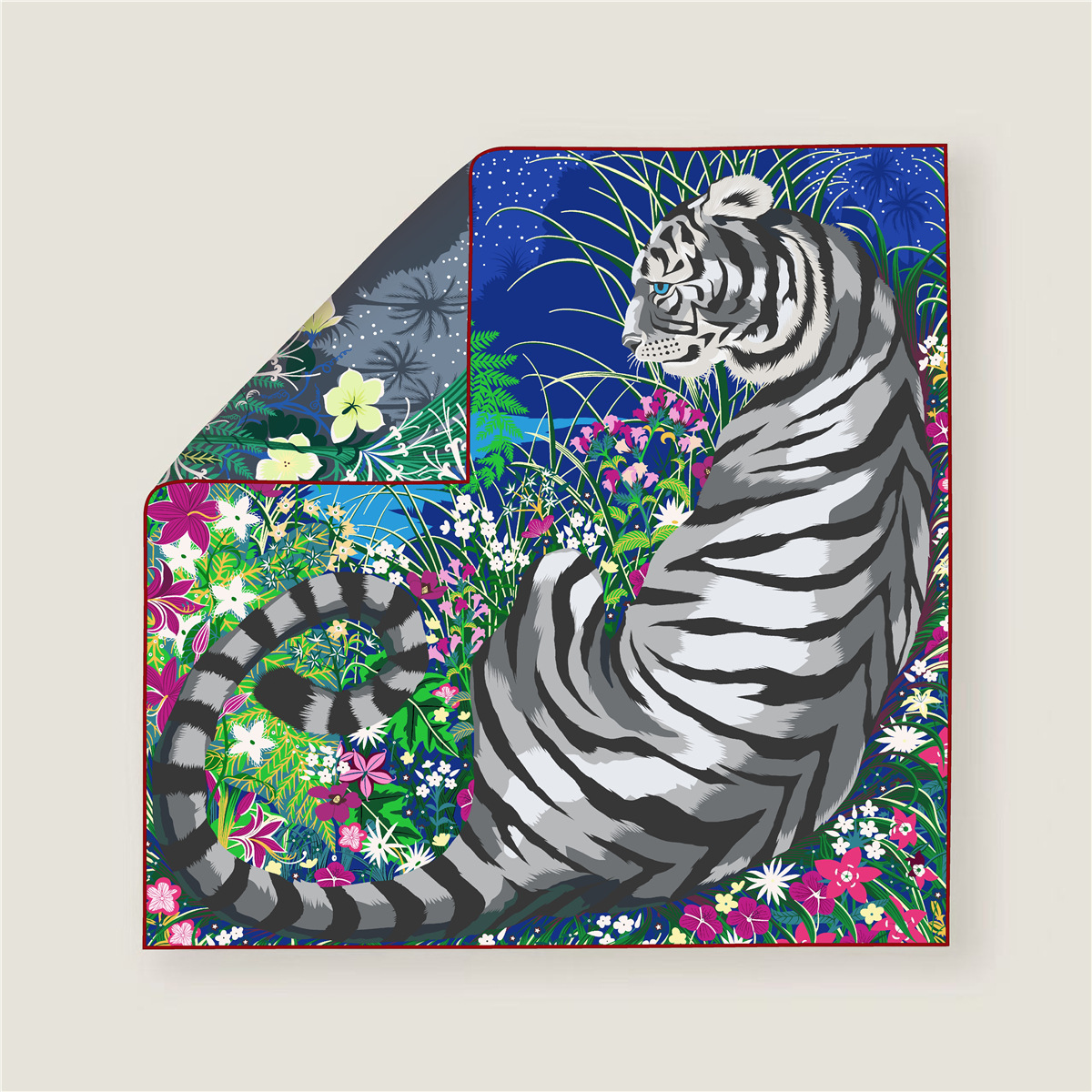 70CM Curled Edge Twill Silk Sq - Scarf Silk Square ulasan dan harga