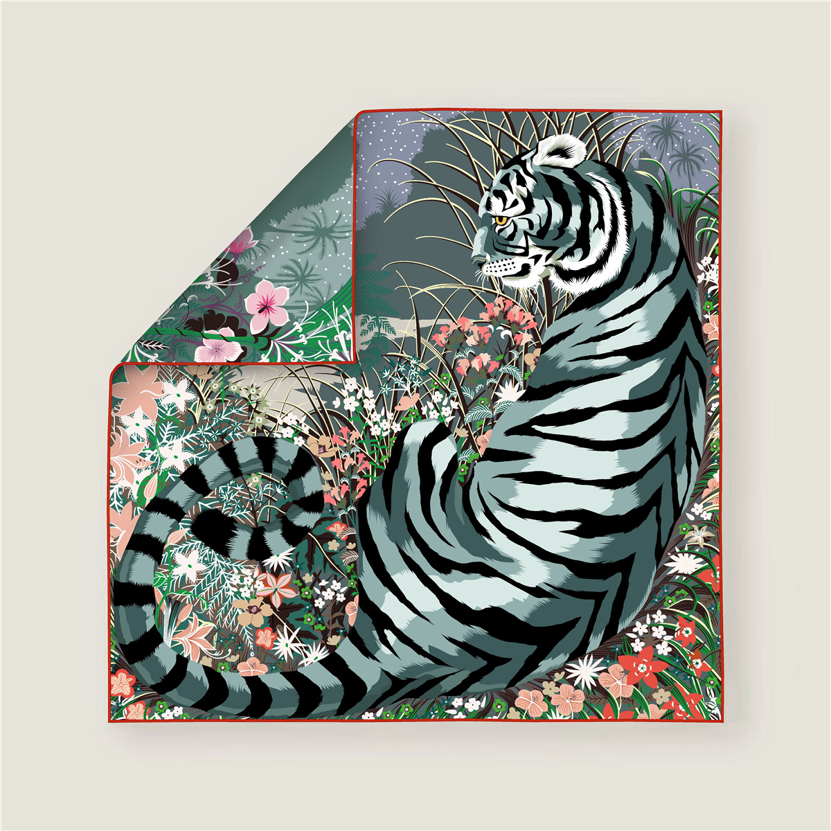 70CM Curled Edge Twill Silk Sq - Scarf Silk Square ulasan dan harga